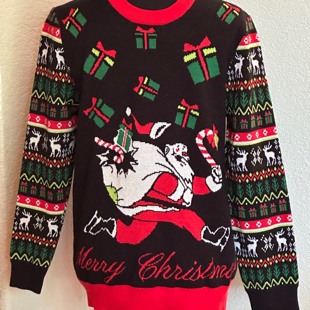 Ugly Christmas Sweater - Black with Red and Green Accents